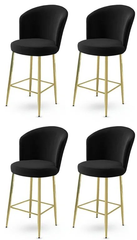 Zestaw krzeseł barowych Alte Black and Gold, 4szt., 4 szt.