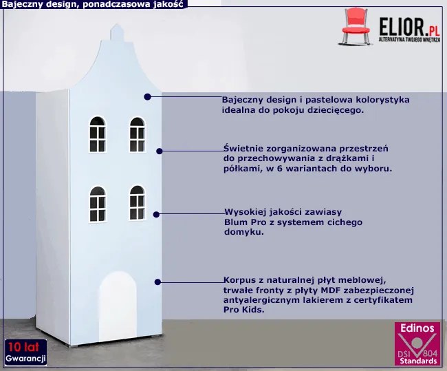 Błękitna szafa domek Aplix 4X - 5 kolorów