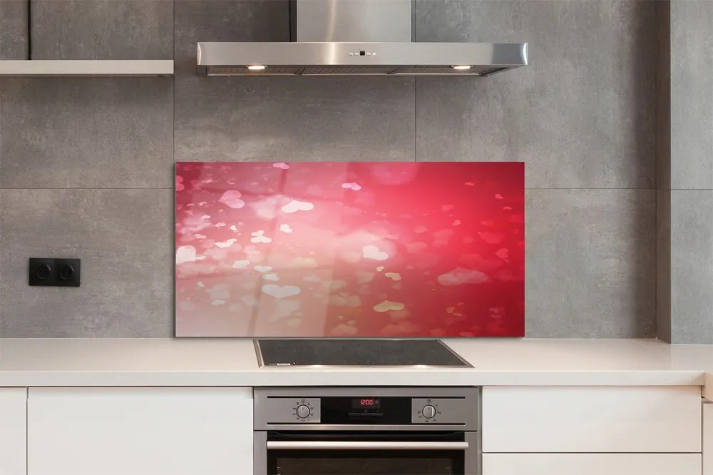 Panel szklany do Kuchni Miłosne Serca na Czerwonym Tle