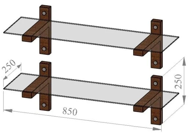 Brązowe szklane półki zestaw 2 szt. 85 cm Villy – Kalune Design
