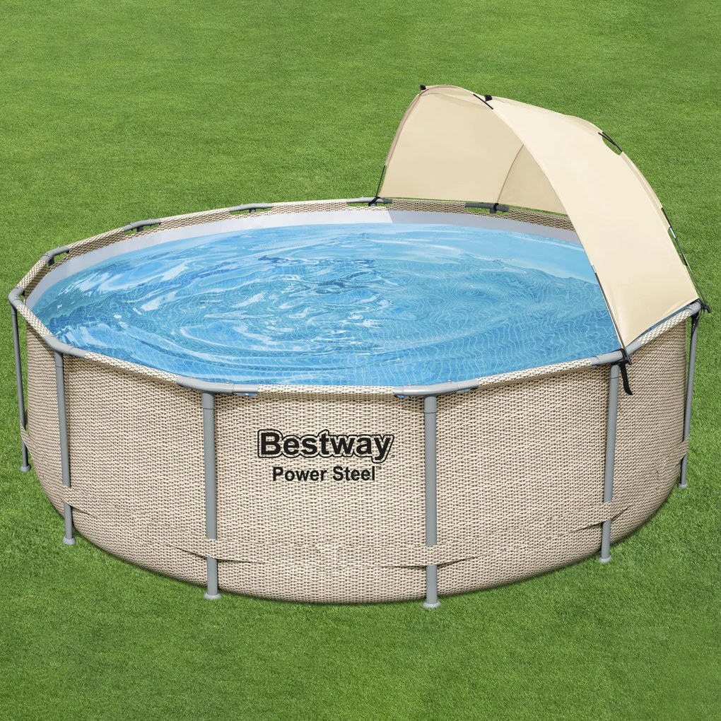 Basen stelażowy z baldachimem Power Steel 396 x 107 cm 11133 l BESTWAY