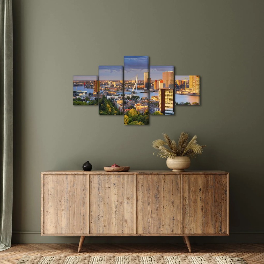 Obraz - Panorama Rotterdamu, Holandia (125x70 cm)