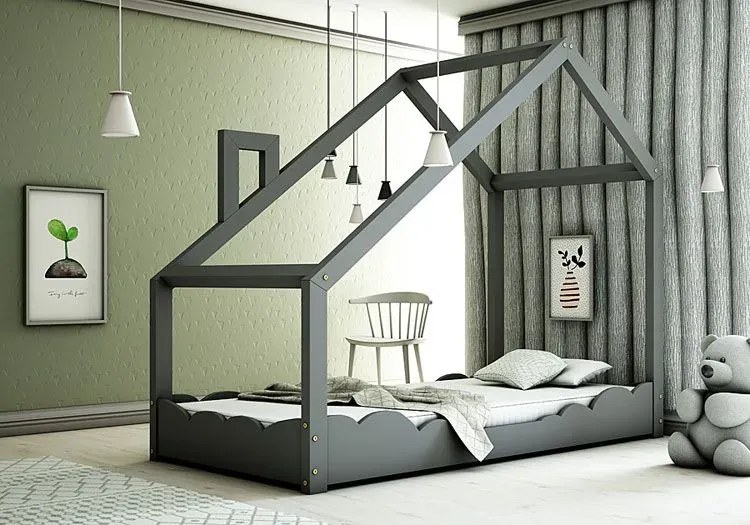 Drewniane łóżko dziecięce domek M1-N11