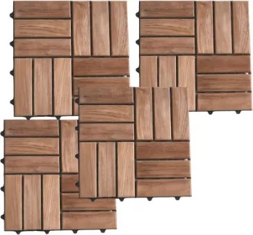 Płytki drewniane teak 30x30 cm na balkon i taras, 22 sztuki