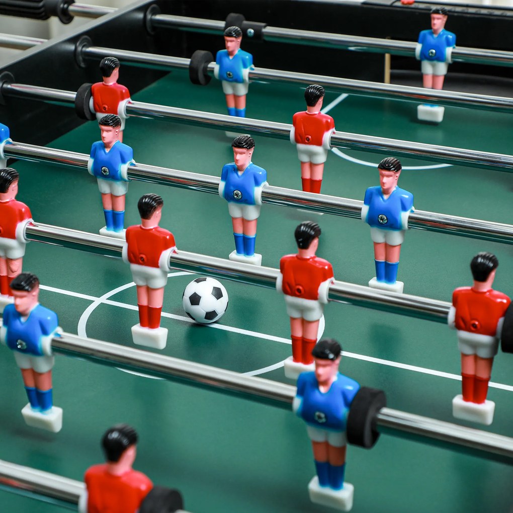 HOMCOM Stół imprezowy 4-w-1 w zestawie z tenisem stołowym, piłkarzykami, bilardem, hokejem stołowym, metal, drewno, naturalny+czarny