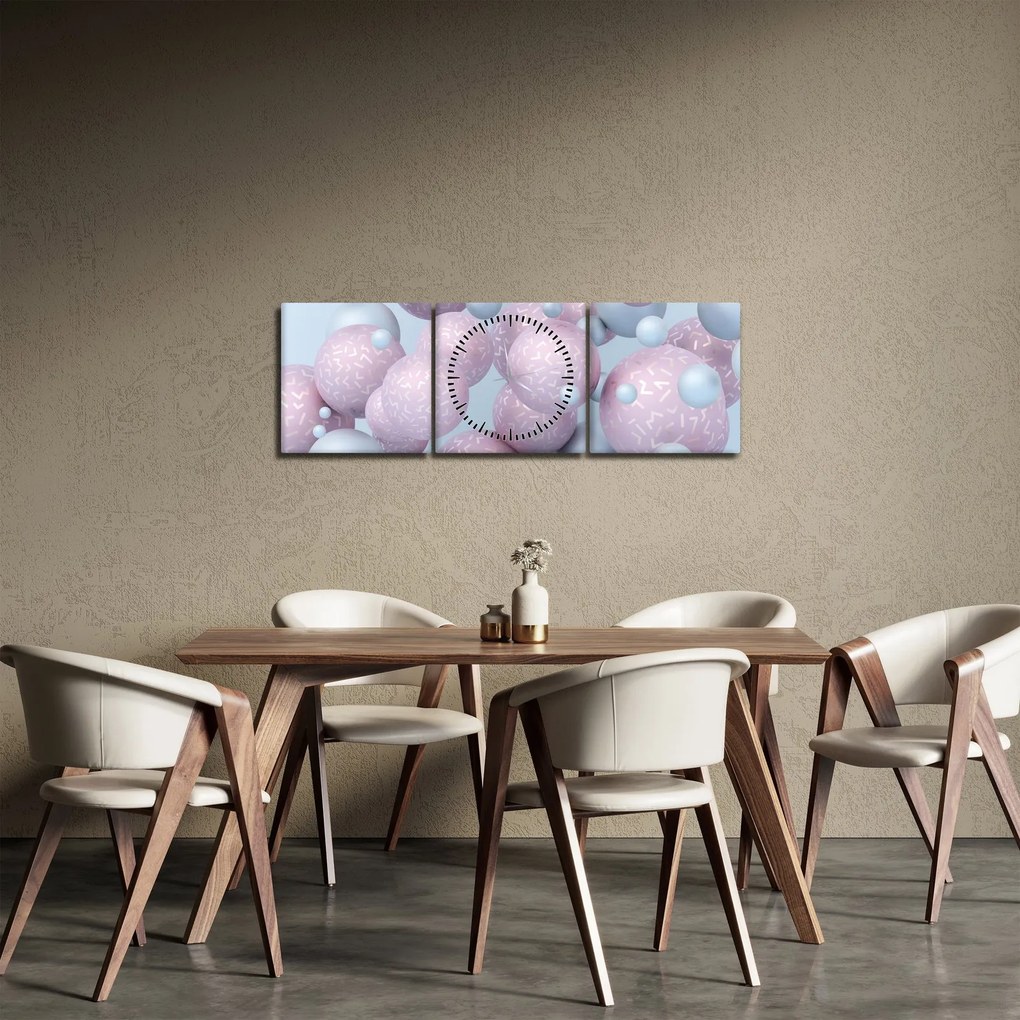 Malarstwo abstrakcyjne - Pastelowe kule (z zegarem) (90x30 cm)