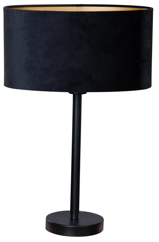 Lampa stołowa czarna z owalnym aksamitnym abażurem, 35 cm - Simplo Nowoczesny Oswietlenie wewnetrzne