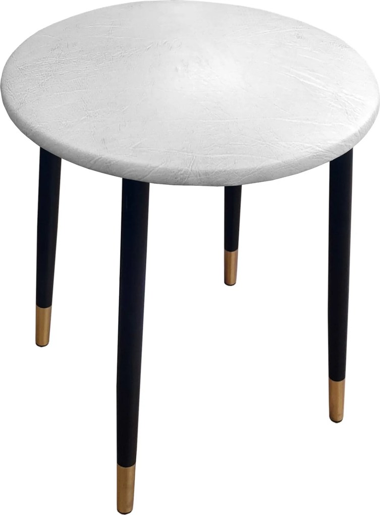 Taboret TRIX stelaż metalowy STOŁEK LOFT : Kolor nogi - Czano-złota stożek, Kolor tkaniny - SKAJ - AL12, Typ tkaniny - Skaj