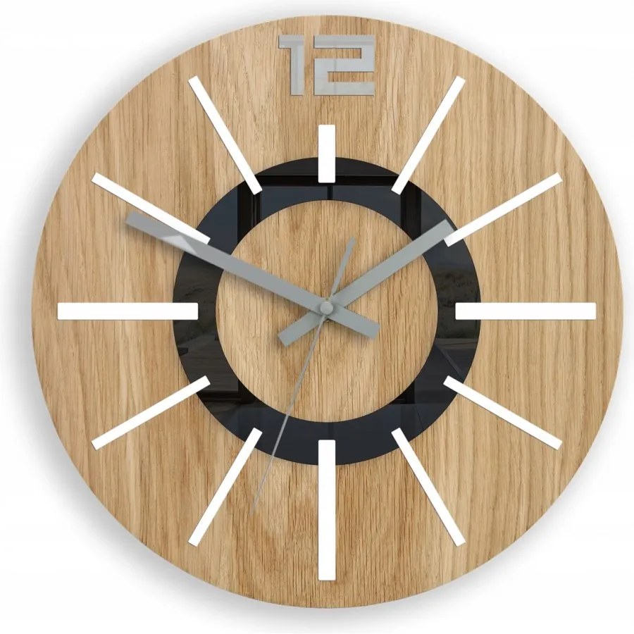 Zegar na ścianę nowoczesny drewniany z cichym mechanizmem okrągły solidny