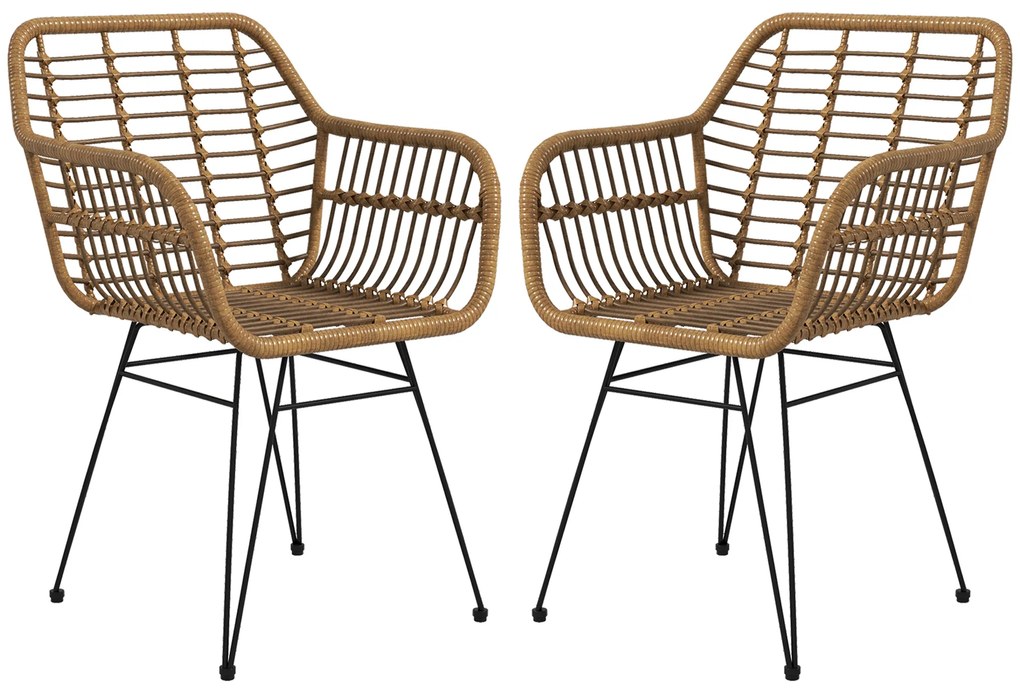 HOMCOM Zestaw Krzeseł Kuchennych Dekoracja Rattan | Aosom PL