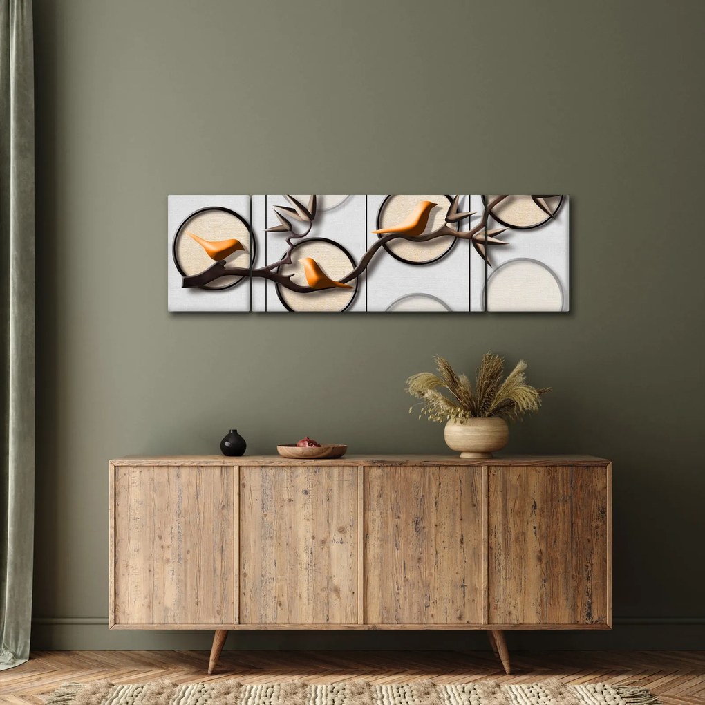 Obraz - Ptaki na gałęzi (170x50 cm)