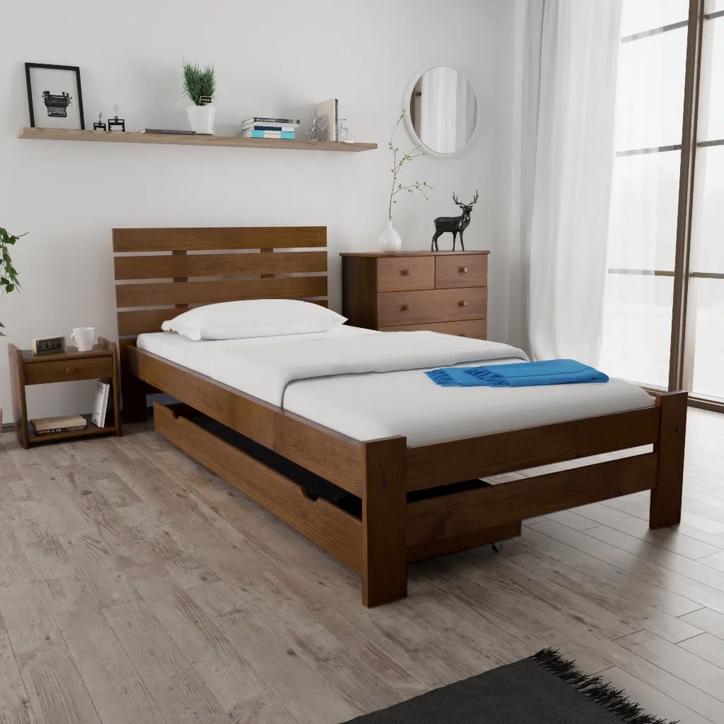 Łóżko PARIS podwyższone 80 x 200 cm, dąb Materac: Materac Deluxe 10 cm