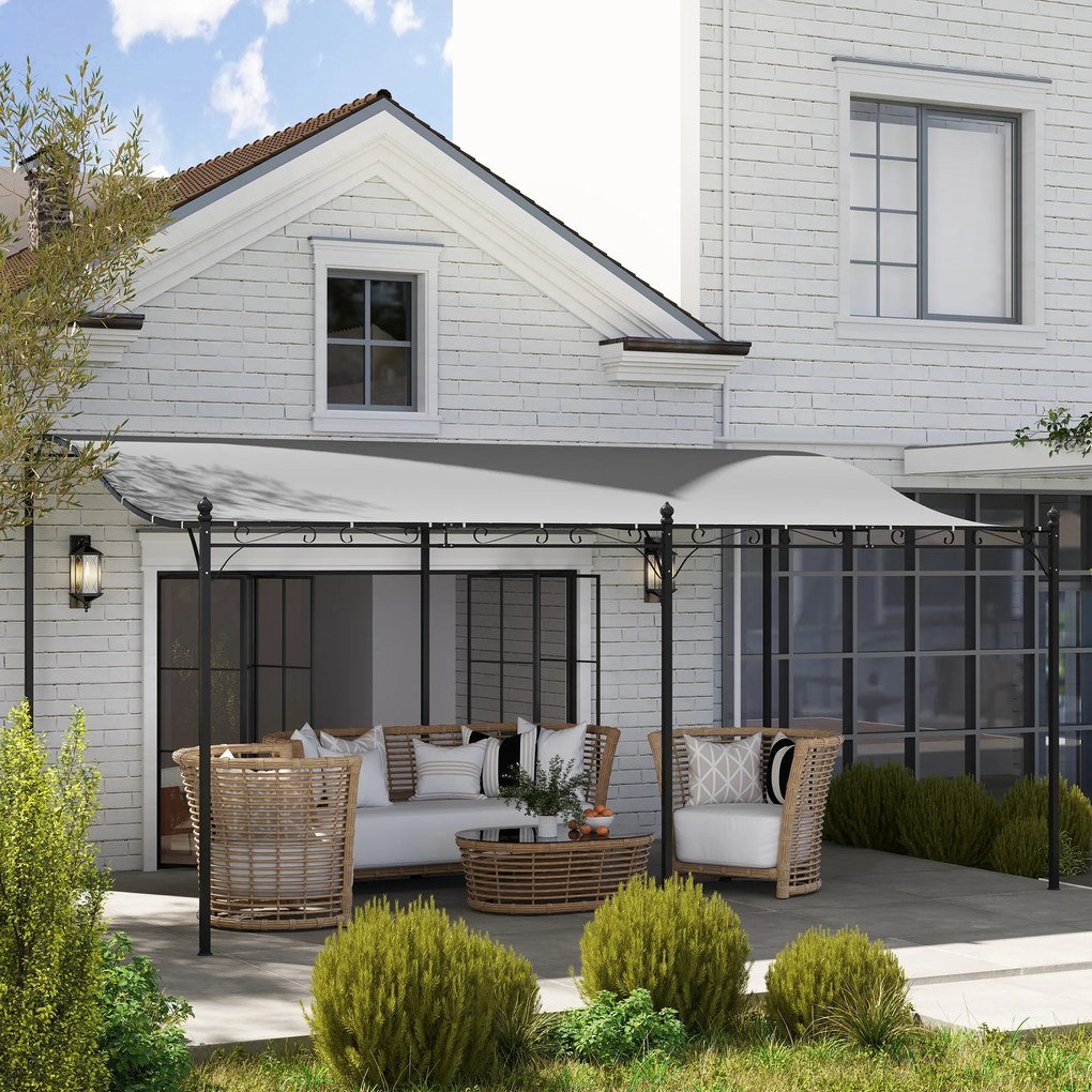 Outsunny Pergola 3 x 5 m, elastyczne zadaszenie ogrodowe z wodoodporną plandeką i metalową ramą, osłona przed słońcem, Ciemnoszary