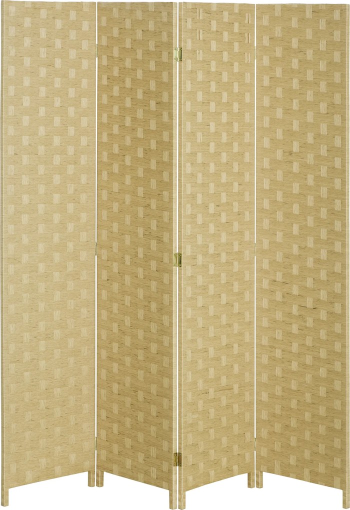 HOMCOM Parawan 4-częściowy 160 x 170 cm, przegroda z włókna falistego do salonu, brązowy | Aosom PL