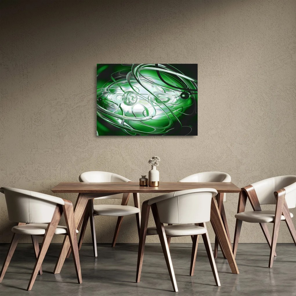 Obraz na szkle - zielony abstrakcyjny obraz (70x50 cm)