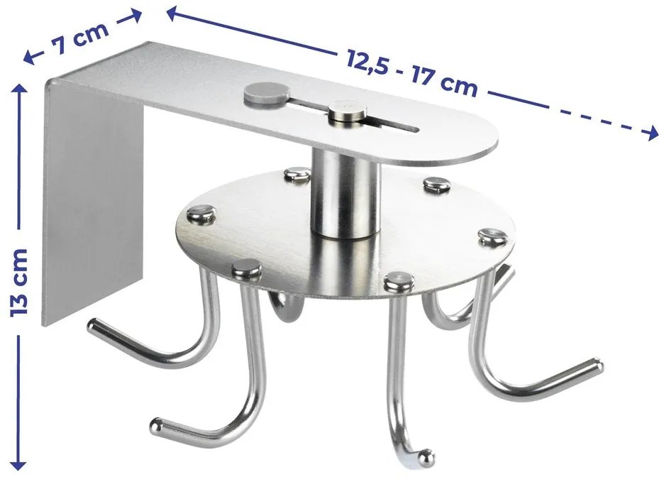 Wieszak kuchenny ze stali nierdzewnej, obrotowy, 6 haczyków