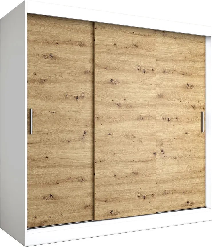 Szafa przesuwna 200 cm biały + dąb artisan T5-A22