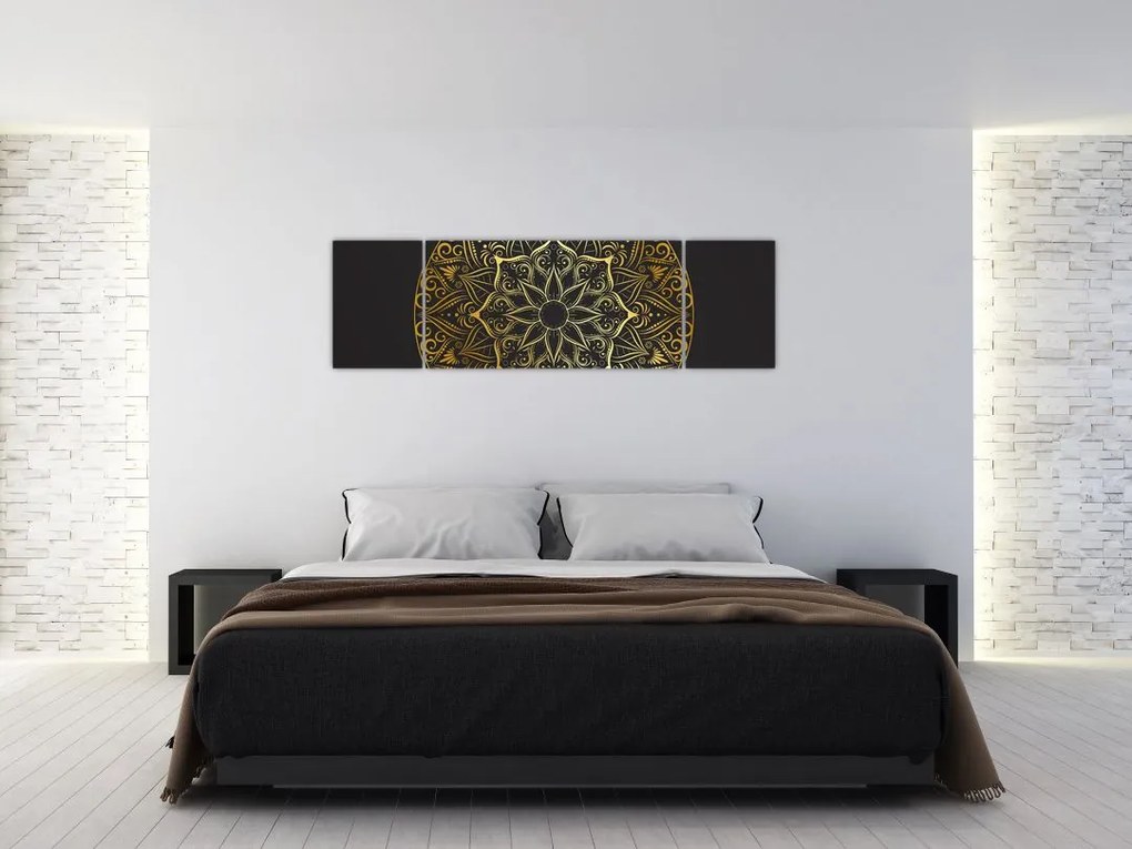 Obraz złotej abstrakcji (170x50 cm)