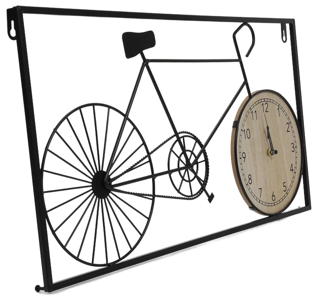 Ozdoba ścienna metalowa rower retro i zegar, 60 x 32 x 5 cm