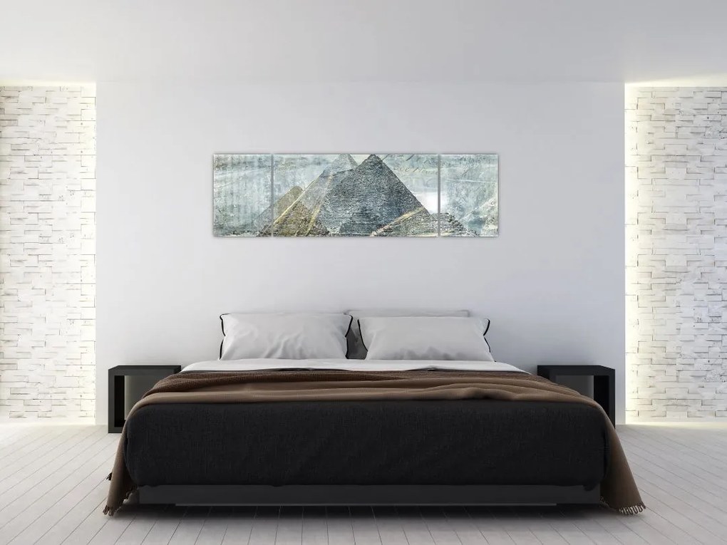 Obraz - Piramidy w niebieskim filtrze (170x50 cm)