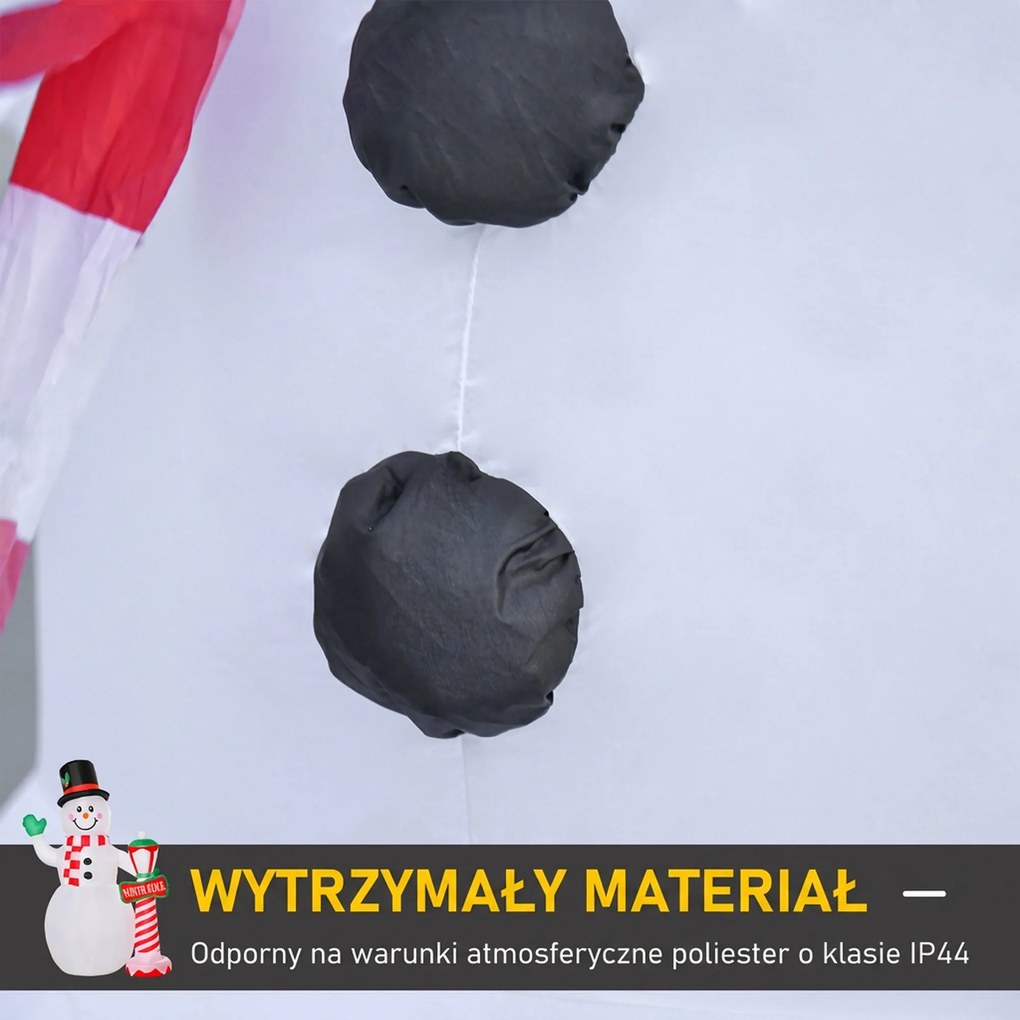 HOMCOM Dekoracja Świąteczna, Nadmuchiwany Bałwan, 2,4 m, Oświetlenie LED, Wentylator, Biały