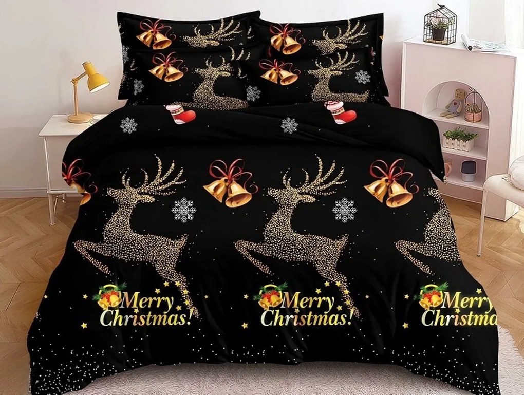 PrzytulneMieszkanie.pl PrzytulneMieszkanie.pl Pościel z mikrofibry STARLIT DEER czarna Rozmiar pościeli: 70 x 80 cm | 140 x 200 cm