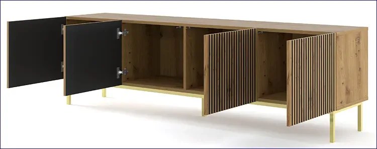 Szafka pod TV z lamelami dąb artisan - Melis 12X