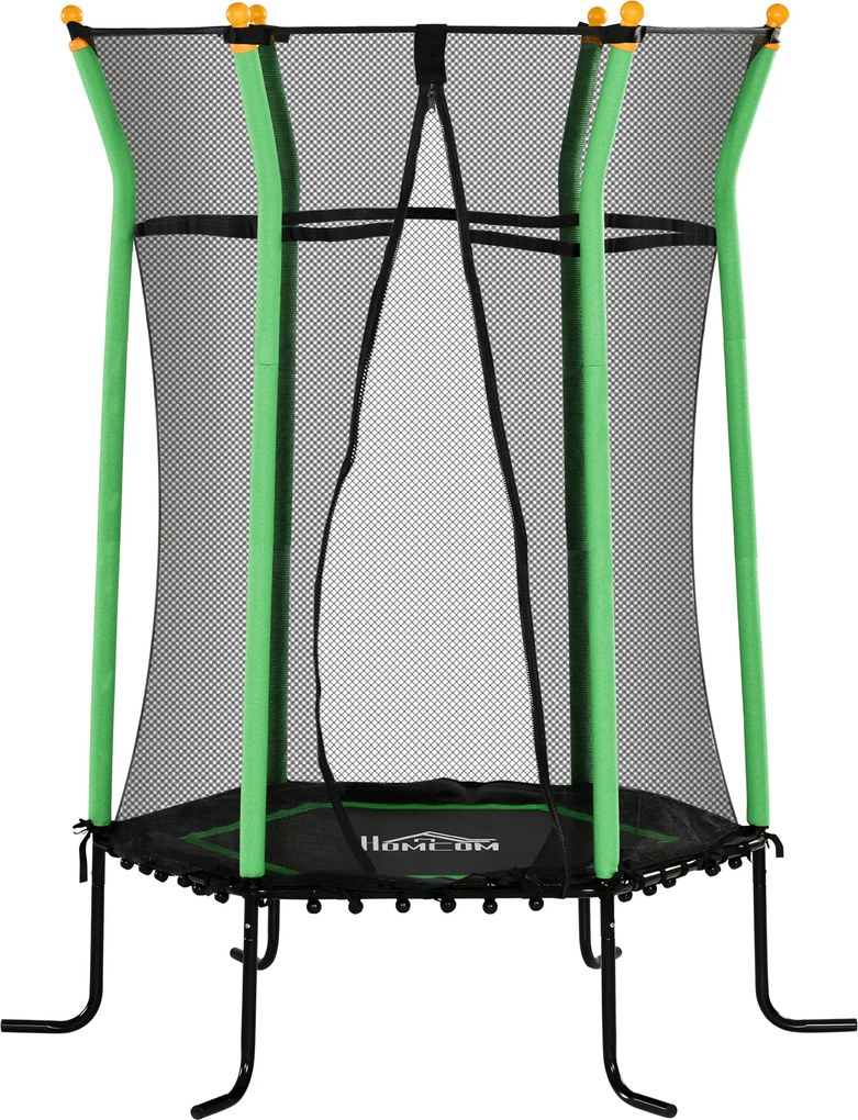 HOMCOM Trampolina Dziecięca, Ø163,5 cm, z Siatką Ochronną, Wyściełana, Stal, Udźwig do 50 kg