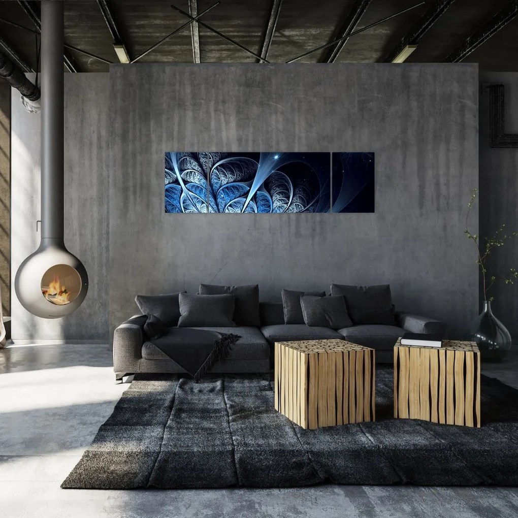 Obraz ciemnoniebieskiego kwiatu (170x50 cm)