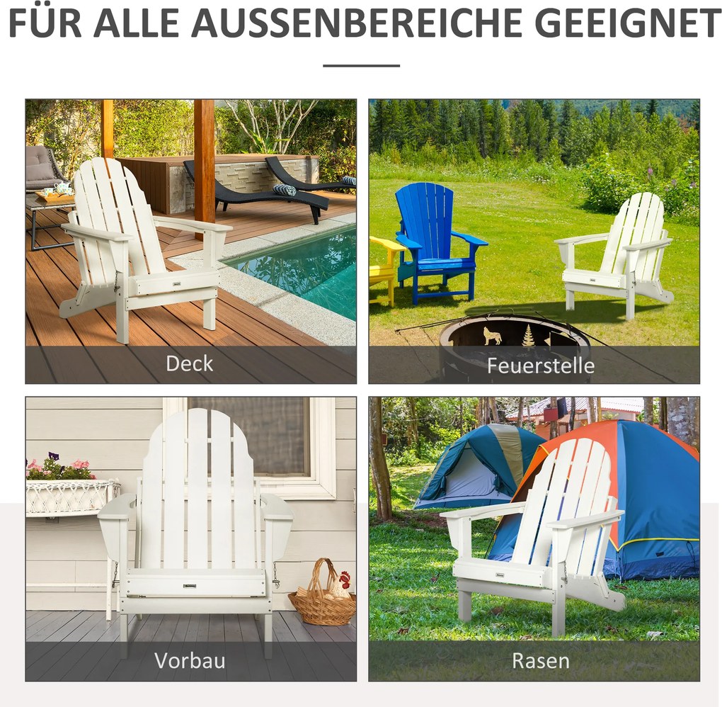 Outsunny krzesło ogrodowe Adirondack kolor biały 75 cm x 87 cm x 93 cm