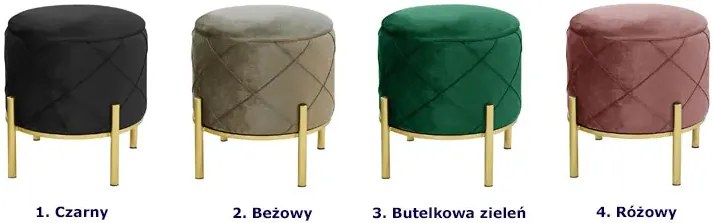 Czarna welurowa pufa glamour na nóżkach P9-W21