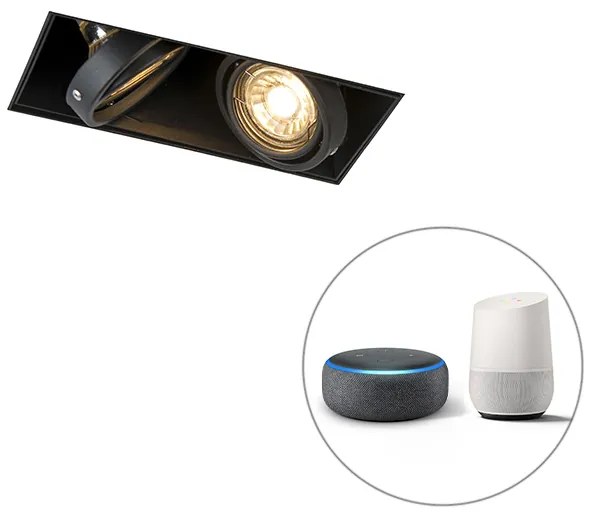 Inteligentny reflektor wnękowy czarny w komplecie z 2 żarówkami WiFi GU10 Trimless - Oneon 2 Nowoczesny Oswietlenie wewnetrzne