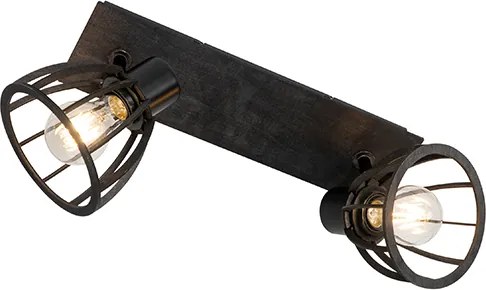 Industrialna lampa sufitowa czarna 2-światłowa - Fotu