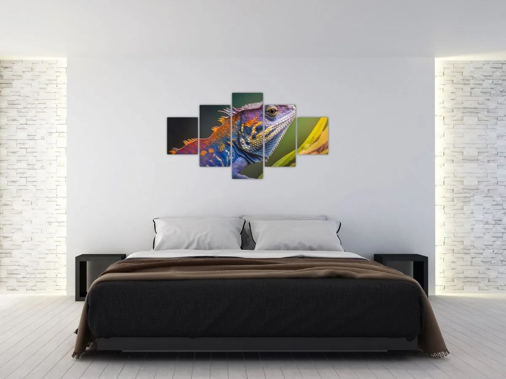 Obraz - Kolorowy legwan (125x70 cm)
