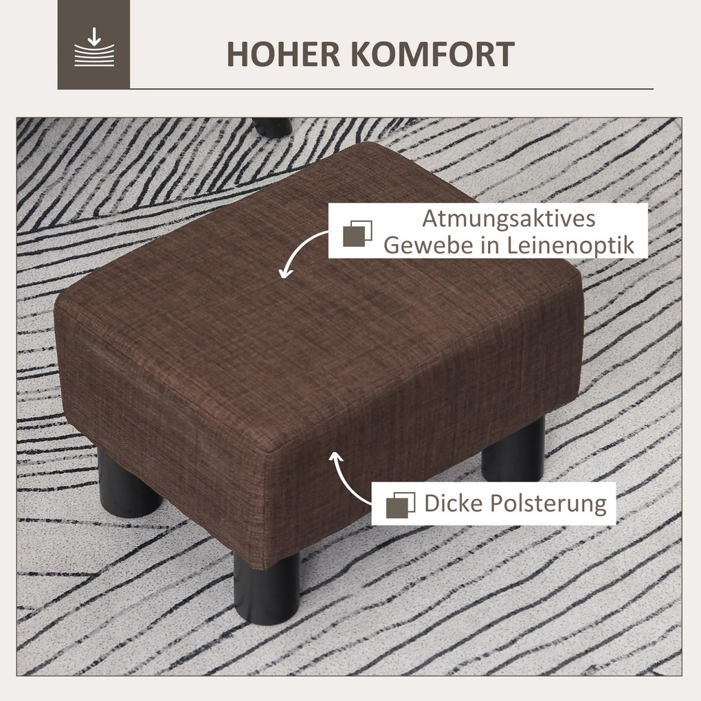 HOMCOM Pufa Elegancka Materiałowa jako Podnóżek w Kolorze Brązowym 40x30x24cm | Aosom PL