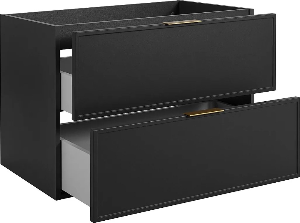 Szafka łazienkowa, ciemnoszary, złoty uchwyt, 46 x 80 x 57 cm