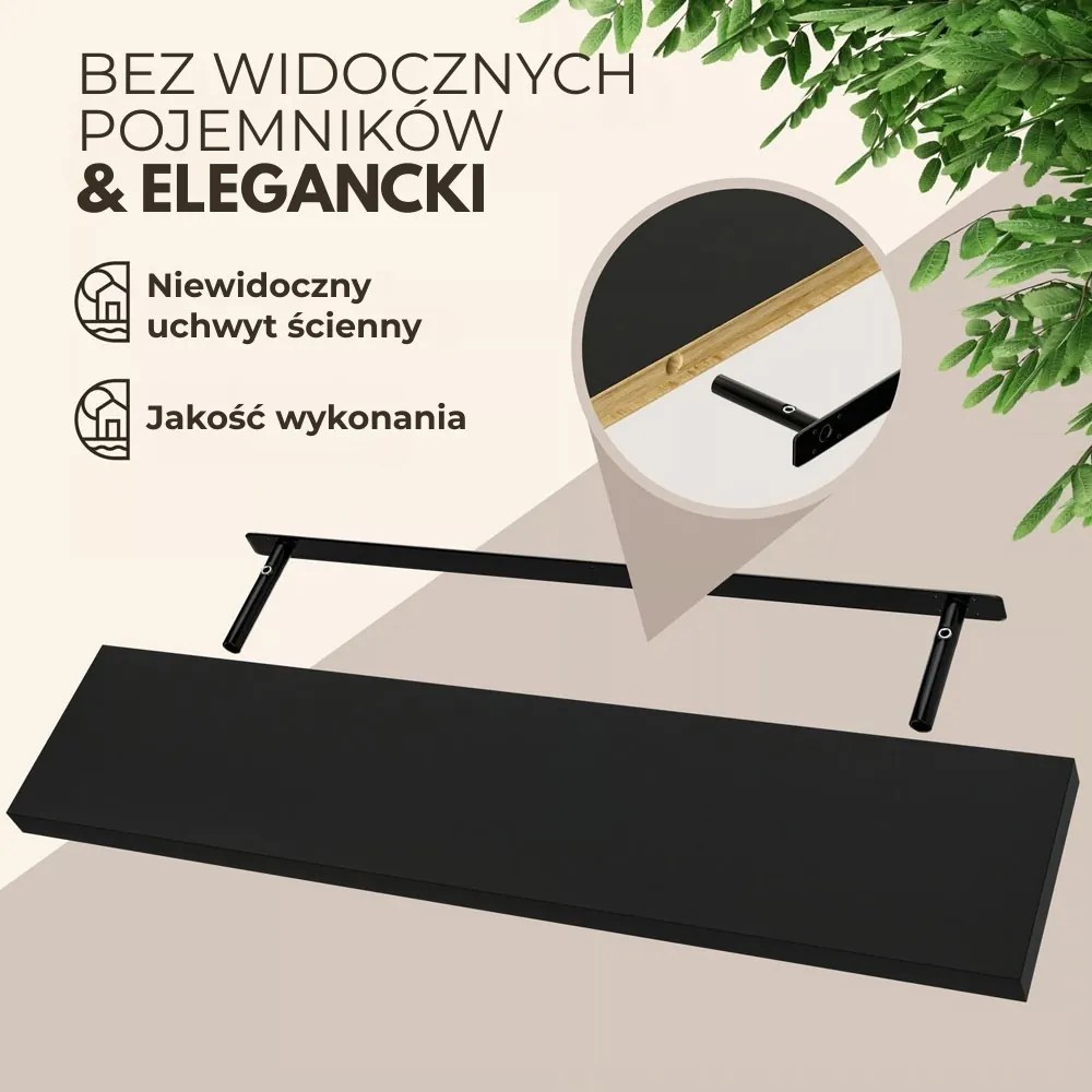 Półka ścienna FIGO + z konsolą, 110cm, czarna Casaria
