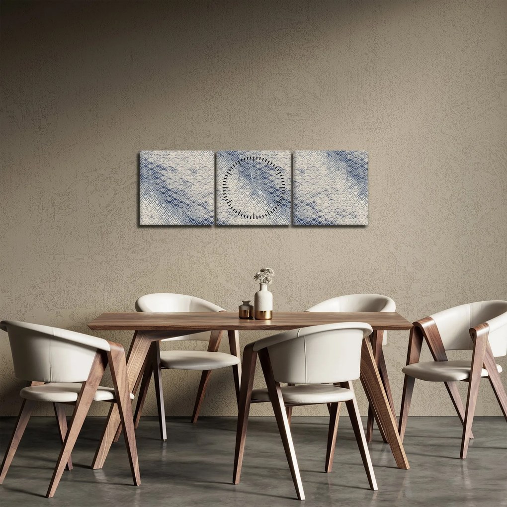Obraz - Wzór fali (z zegarem) (90x30 cm)