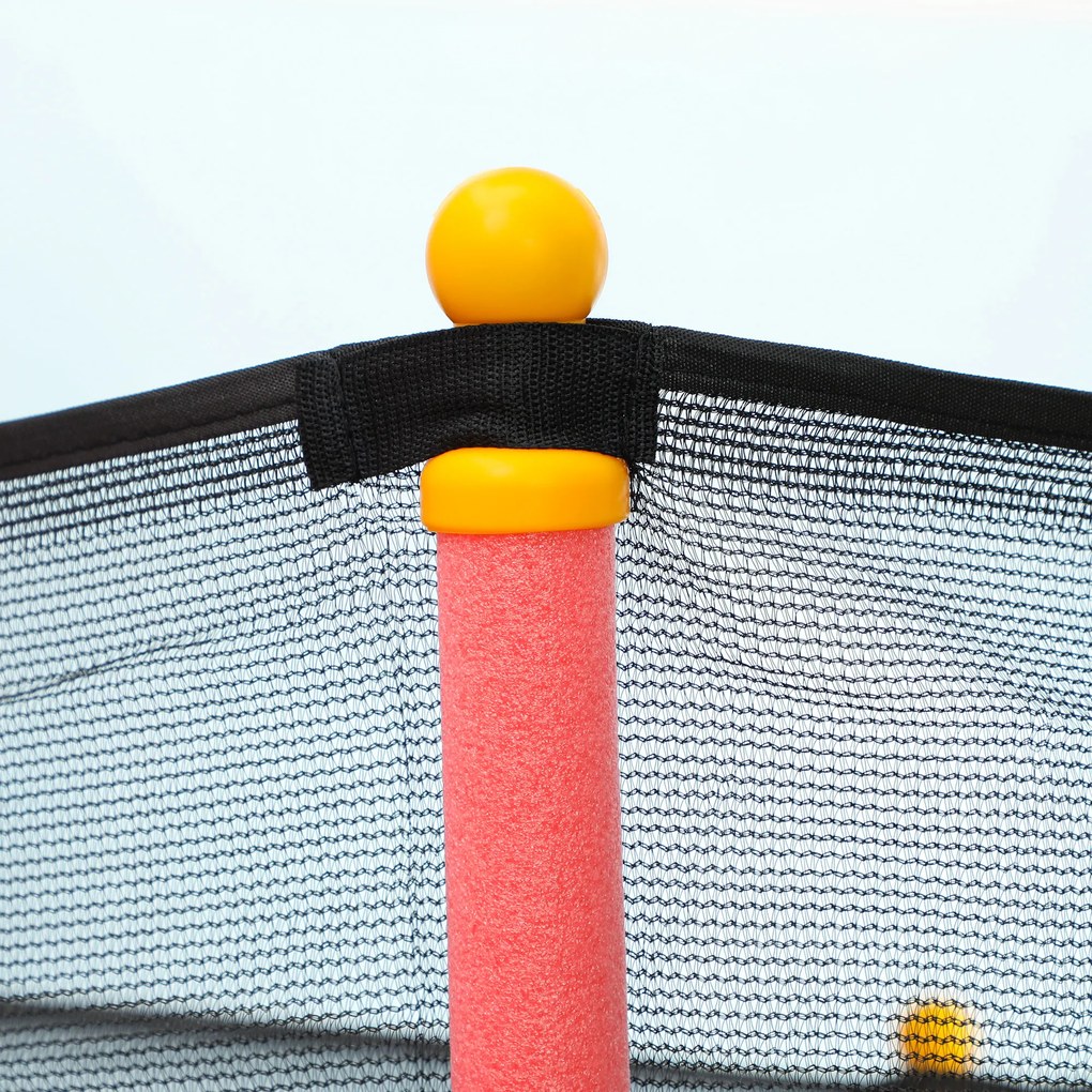 HOMCOM Trampolina dla dzieci, Ø163,5 cm, z siatką bezpieczeństwa, wyściełana, stal, do 50 kg, Czarno-Czerwona