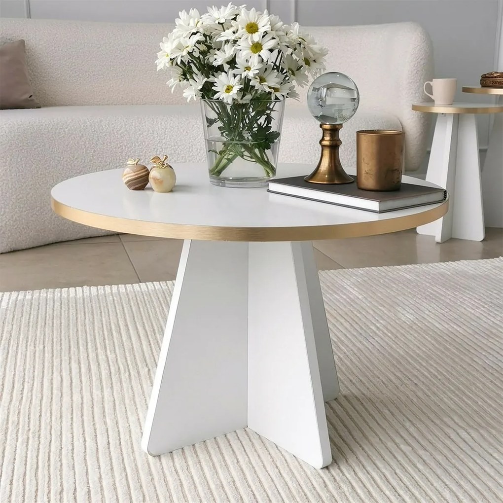 Stolik konferencyjny Mushroom Gold and White