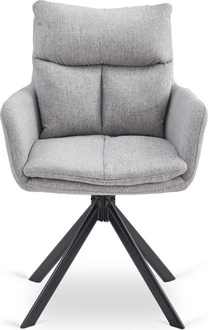 Krzesło Tapicerowane Obrotowe do Salonu PAUL Szare Nowoczesne