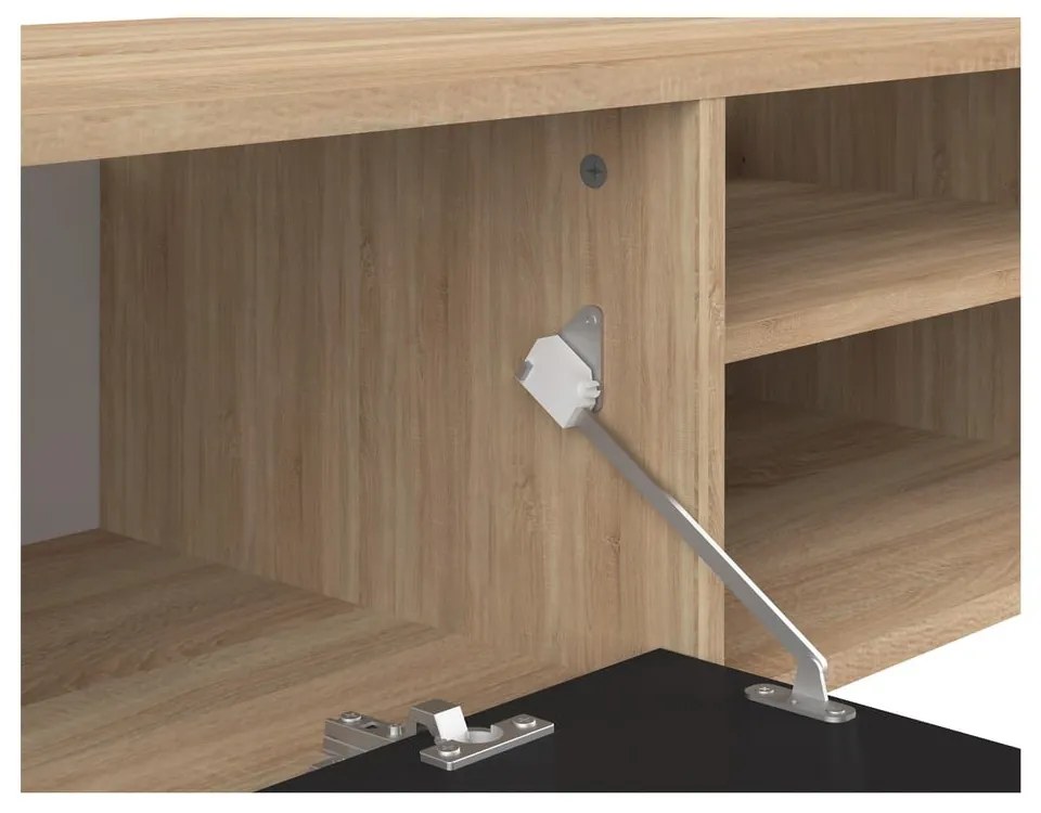 Czarna szafka pod TV w dekorze dębu 165x40 cm Ampère – TemaHome