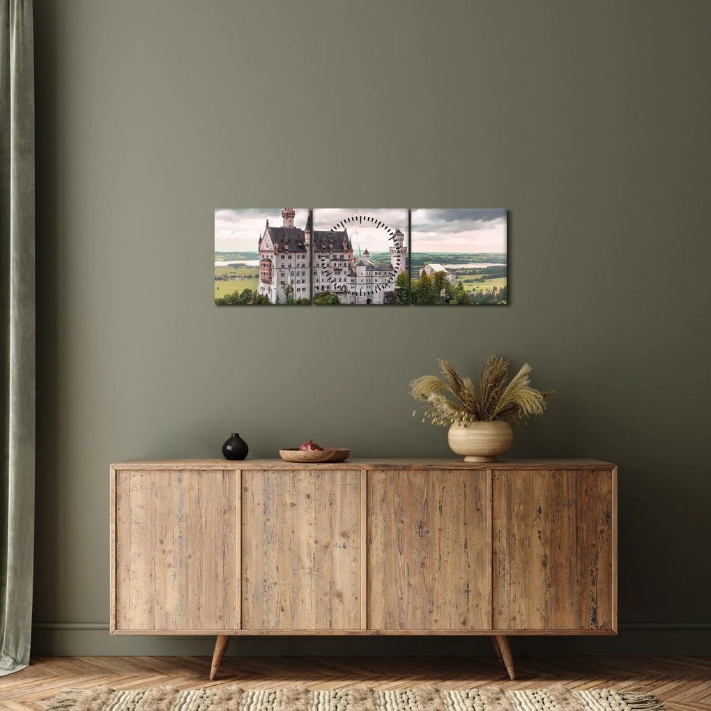 Obraz - Zamek na skałach (z zegarem) (90x30 cm)