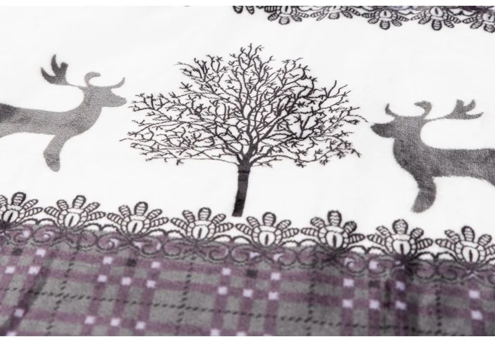 PrzytulneMieszkanie.pl PrzytulneMieszkanie.pl PrzytulneMieszkanie.pl Pościel mikroplusz ŚWIĄTECZNE RENIFERY szara + prześcieradło mikroplusz SOFT 90x200 cm białe