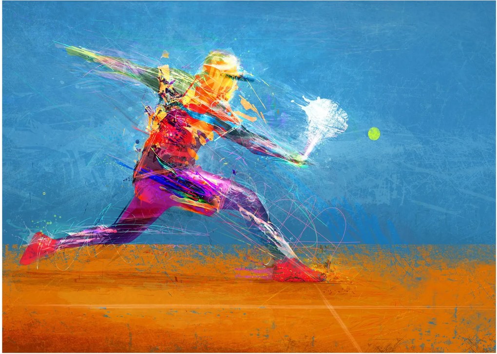 Obraz na szkle - Malowany tenisista (70x50 cm)