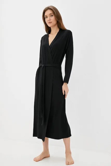 Damski bambusowy szlafrok CHANTAL Ciemnoniebieski M