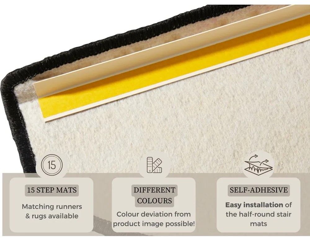 Czarne samoprzylepne dywaniki na schody zestaw 15 szt. 23x65 cm Fancy – Hanse Home