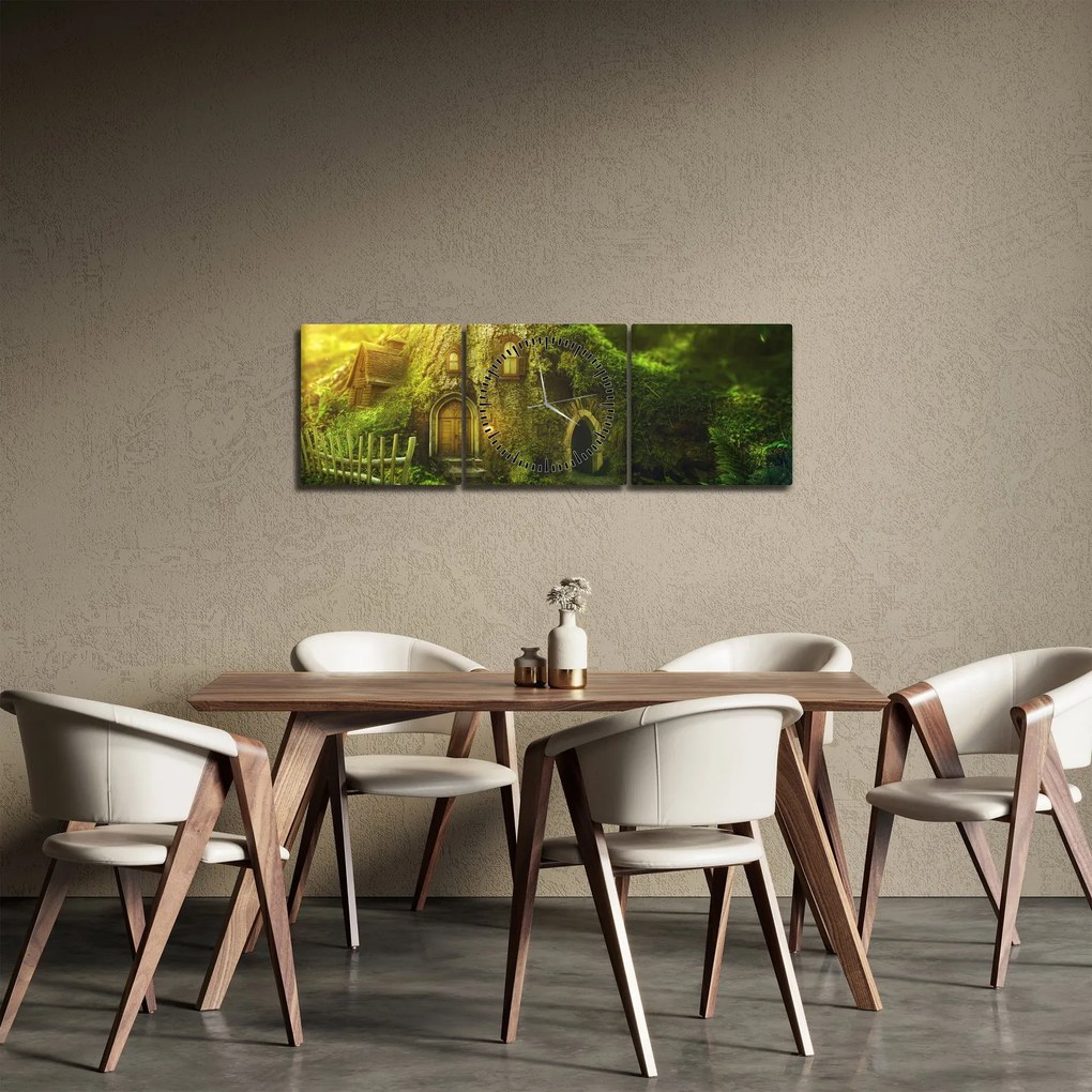 Obraz - Bajkowy las (z zegarem) (90x30 cm)
