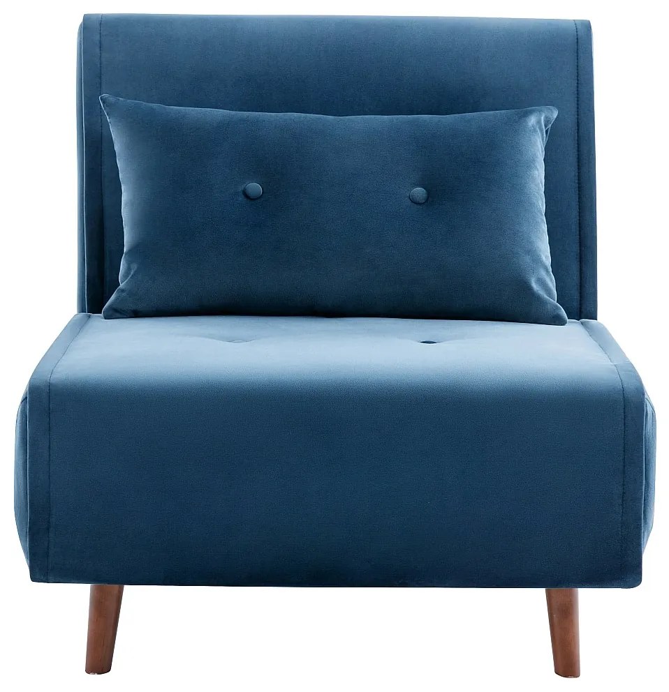 Fotel rozkładany z weluru ciemnoniebieski – URIBIA