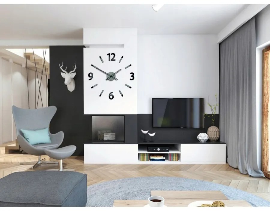 Zegar ścienny z dużymi cyframi naklejany nowoczesny do salonu sypialni loft